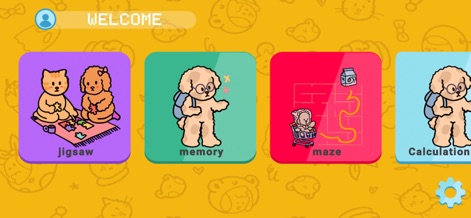 Bobbie Goods coloring book - The app presents a vibrant selection of activities, including 'jigsaw' and 'memory' games, designed to captivate young users with adorable characters.