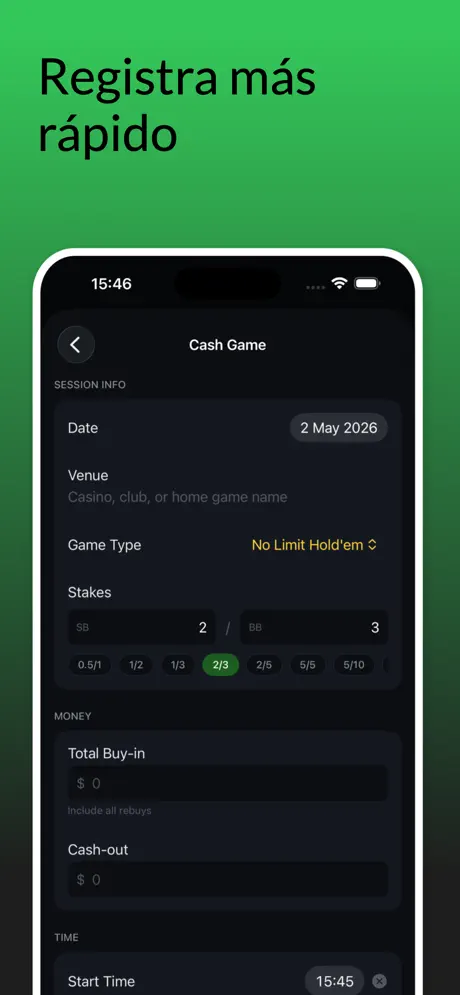 Poker Tracker: Diario Bankroll — captura de pantalla del iPhone 5