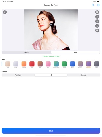 Colorize old photo iPad screenshot