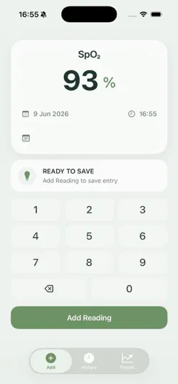Captura de pantalla de QuickOxyLog en iPhone 1
