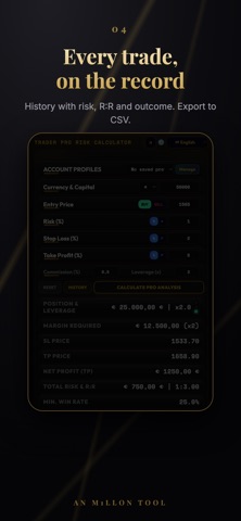 Trader Pro Risk Calculator Screenshot 4 of 4
