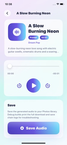 Tuneo: AI Music Generator iPhone screenshot