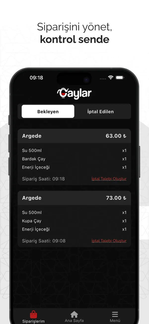Screenshot #2 pour Çay Sipariş Uygulaması