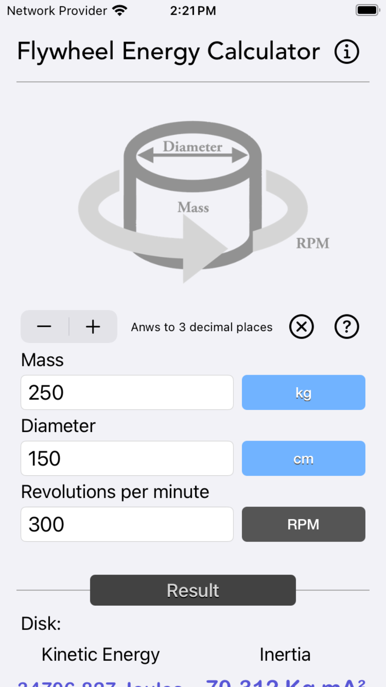 Flywheel Energy Calculator
