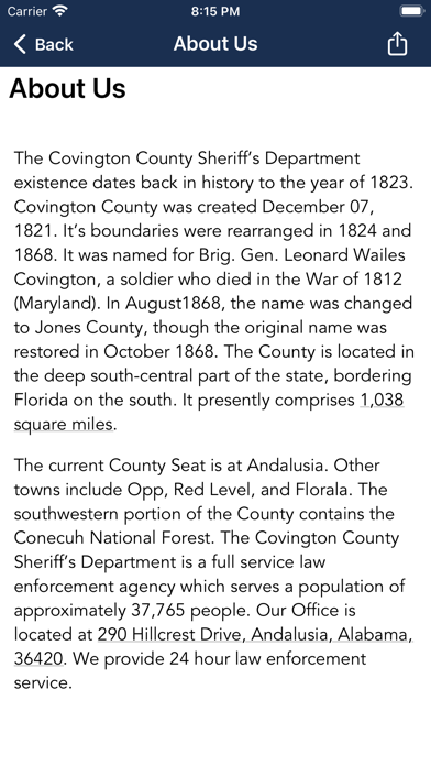 Covington County Sheriff AL Screenshot