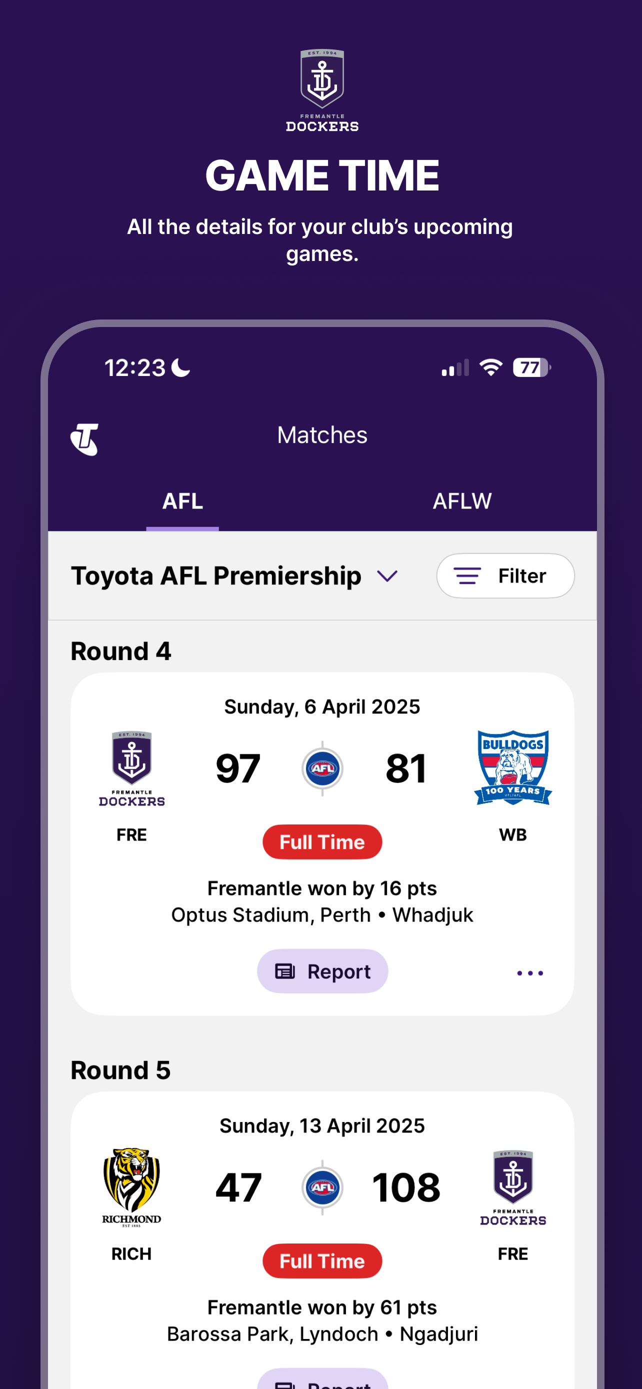 Fremantle Dockers Official App screenshot 4