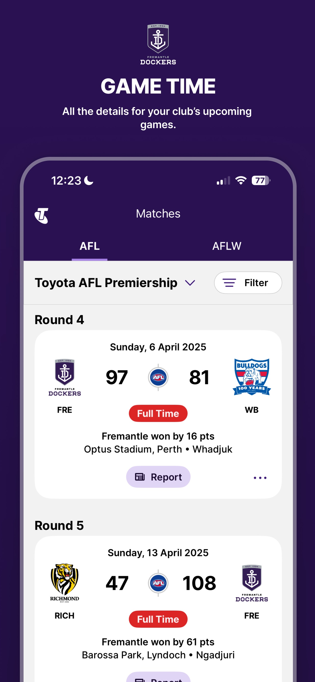 Screenshot 4 of Fremantle Dockers Official App