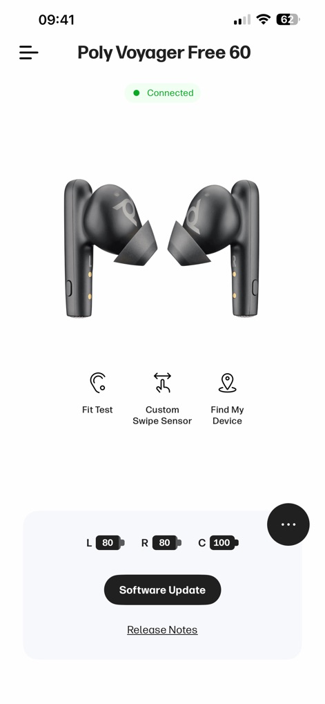 HP Poly Studio Mobile - Esta pantalla principal proporciona un indicador claro de actualización disponible y una opción directa para actualizar el software del dispositivo, asegurando que los usuarios siempre tengan las últimas características.