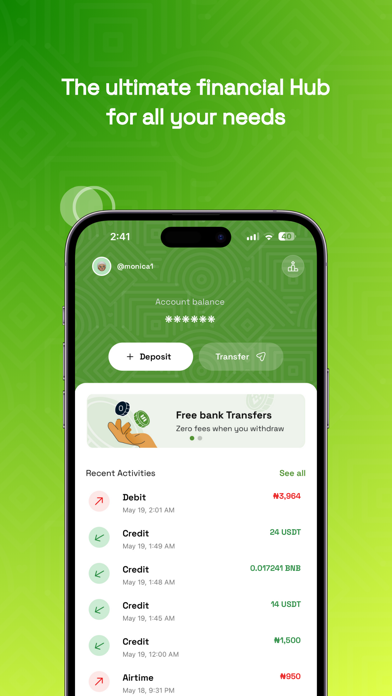 Monica - Pay, Send, Bills Screenshot