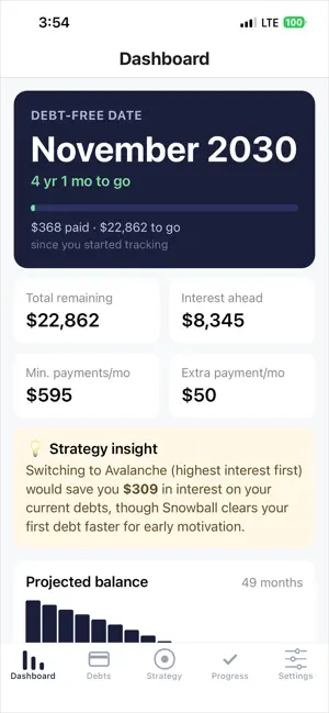 Debt Free Date: Snowball screenshot 1