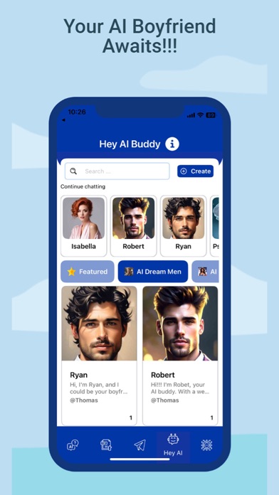 AI Buddy Chat, Counsel, Create Screenshot