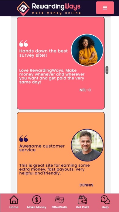 RewardingWays Paid Surveys Screenshot