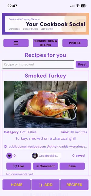 CookbookSocial: AI Recipe Book screenshot 1