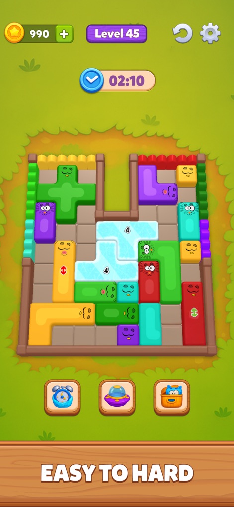 Farm Block Escape - Explore diverse block designs and patterns in advanced puzzle layouts, demonstrating the app's progressive difficulty and varied challenges.