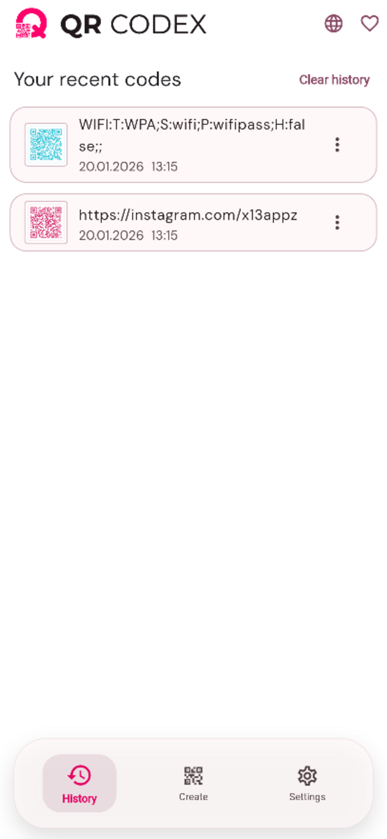 QR CODEX - GENERATE QR CODES