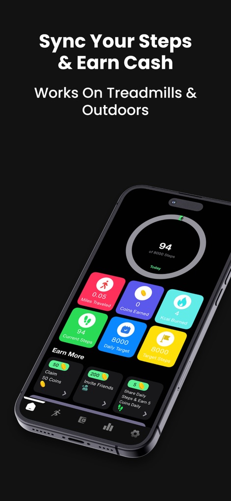 PaidToGo - Walk & Earn Cash - Nutzer können ihre Schrittdaten nahtlos synchronisieren, um ihren Fortschritt zu überwachen, und erhalten Belohnungen für das Erreichen täglicher Ziele sowie das Teilen ihrer Aktivitäten.