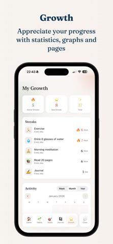 Fern: Goal & Habit Tracker iPhone screenshot