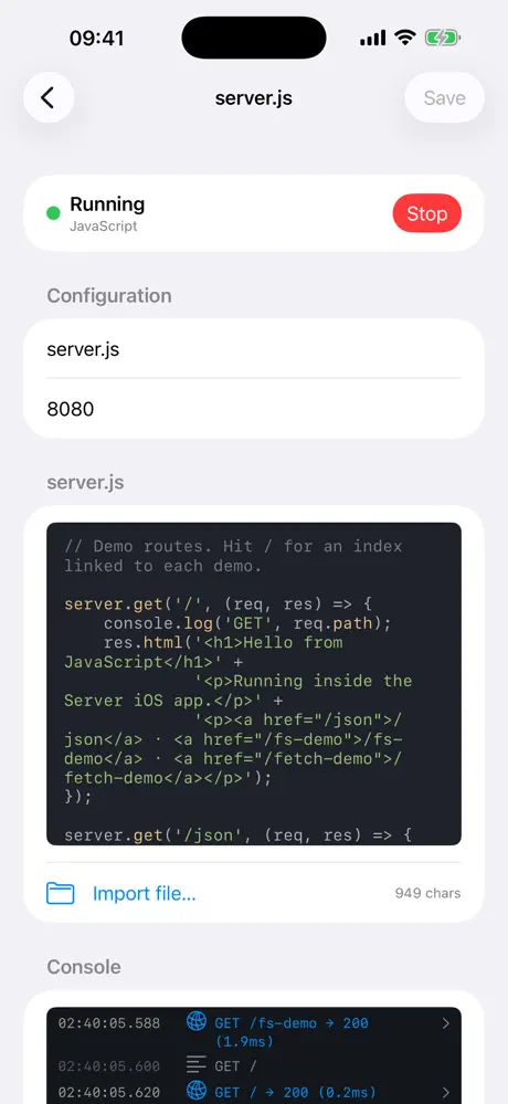 JS Server screenshot 3