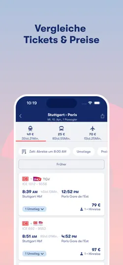Screenshot von Omio: Bahn, Bus, Flüge, Fähre auf dem iPhone 4