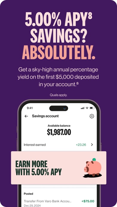 Varo Bank: Online Banking Screenshot