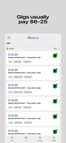 Captura de tela 3 de Observa: Earn Money From Gigs