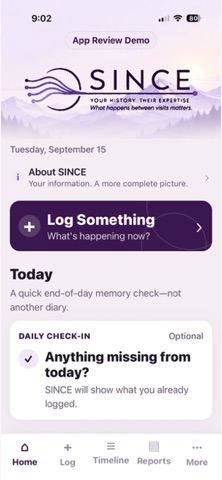 SINCE Health app screenshot