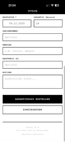 wrrnty – Garantiepass screenshot