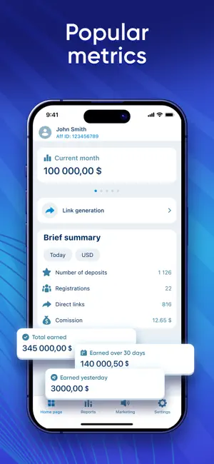 1xPartners Dashboard iPhone screenshot 2