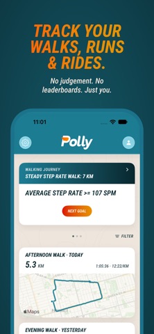 Polly | Walk Run Ride Tracker screenshot