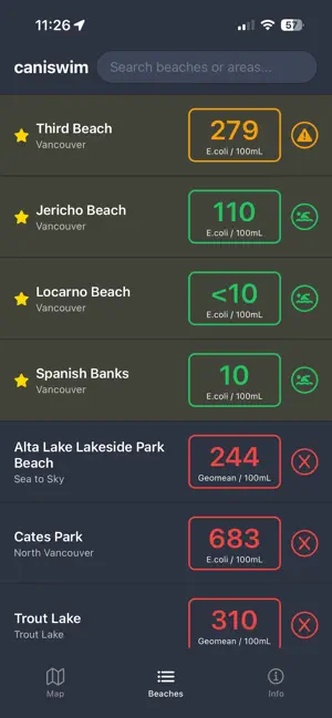 caniswim iPhone screenshot 2