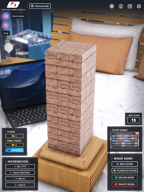 Wood Tower 3D Online