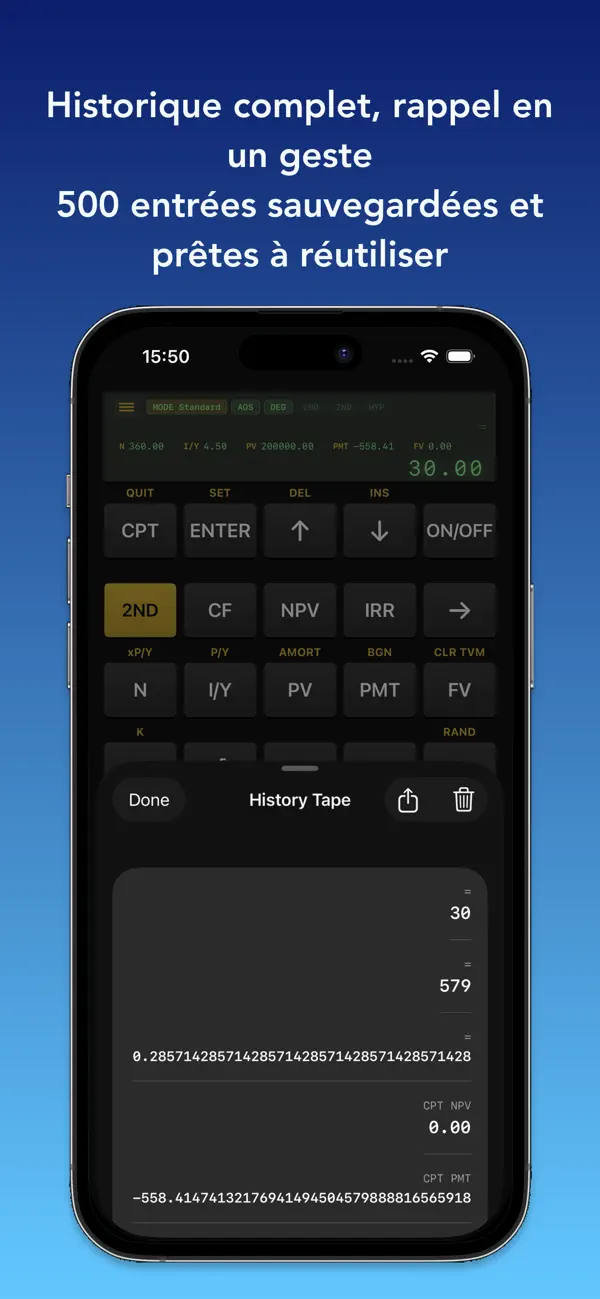 Screenshot #2 pour FinCalc: Emulateur BA II Plus