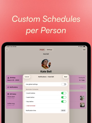 Presented - Birthday Reminders iPad screenshot
