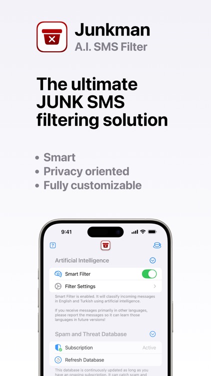 Junkman: AI Spam SMS Blocker