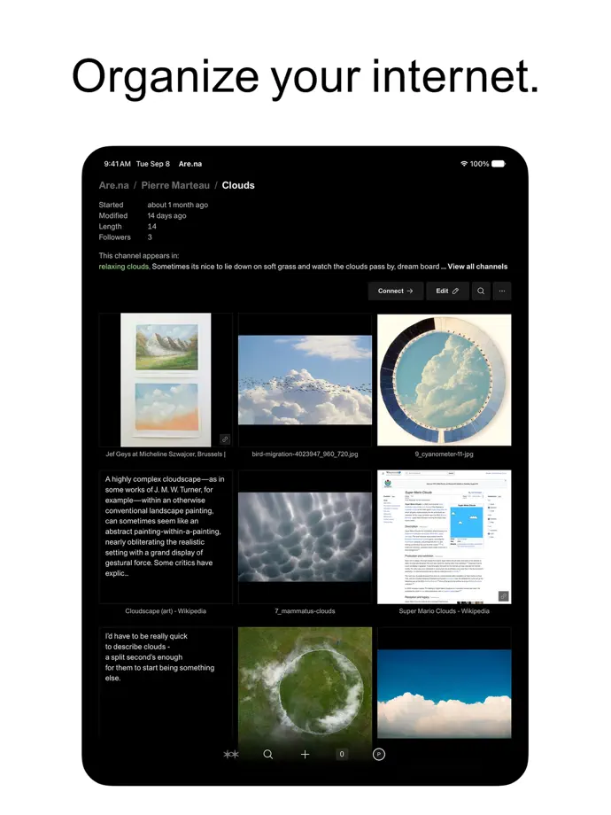 Are.na iPad screenshot 1