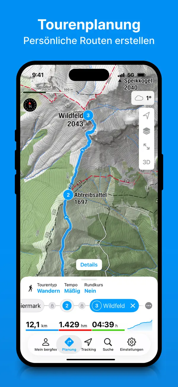 bergfex: Wandern & Tracking iPhone App Screenshot 4 – Navigation