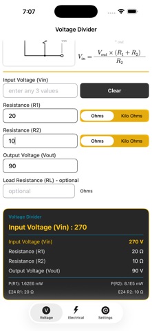 Voltage Divider Calculator iPhone screenshot