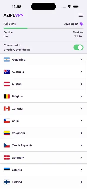 AzireVPN screenshot 2