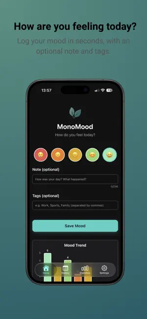 MonoMood: Daily Mood Tracker screenshot 1
