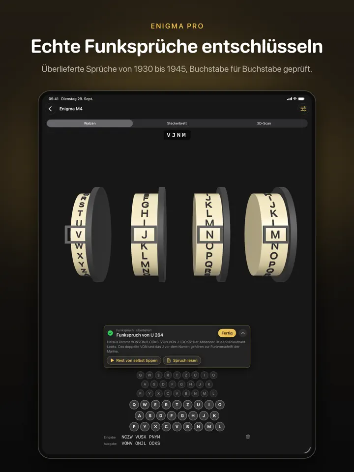 Enigma auf dem iPad, Bildschirmfoto 4