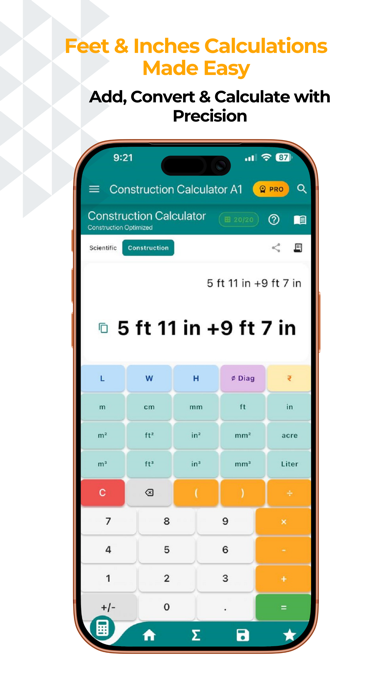 Construction Calculator A1 iPhone screenshot 1