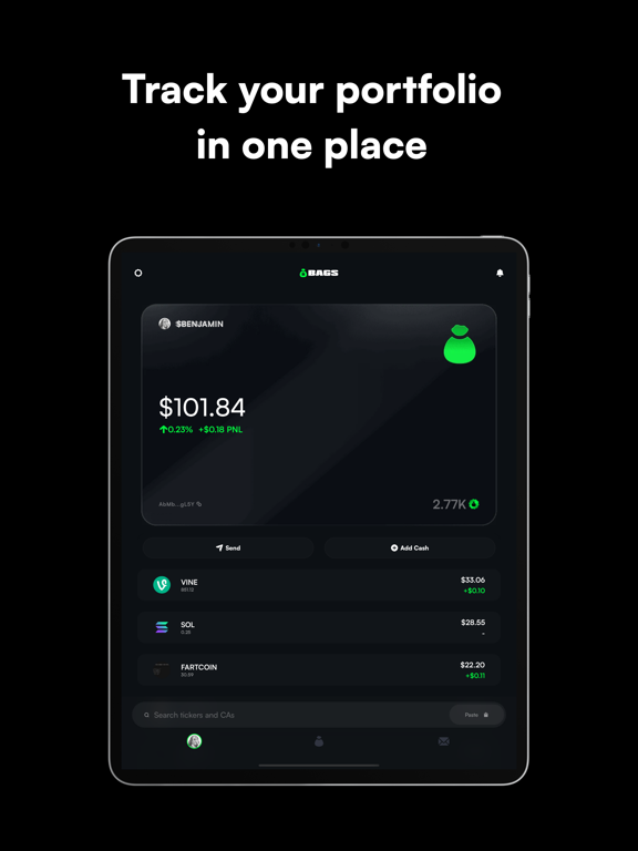 BAGS: Trade Crypto & Memes iPad screenshot 1 - Finance app