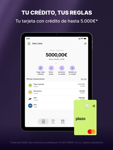 Plazo · Tarjeta y Préstamos iPad screenshot 2