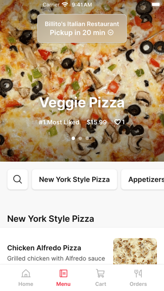 Billito's Italian Restaurant iPhone screenshot 2 - Food & Drink app