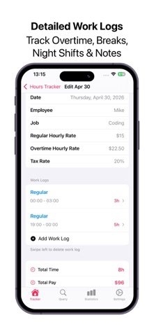 Work Log -  Hours Tracker Screenshot 4 of 7