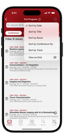 SPIE Conferences screenshot