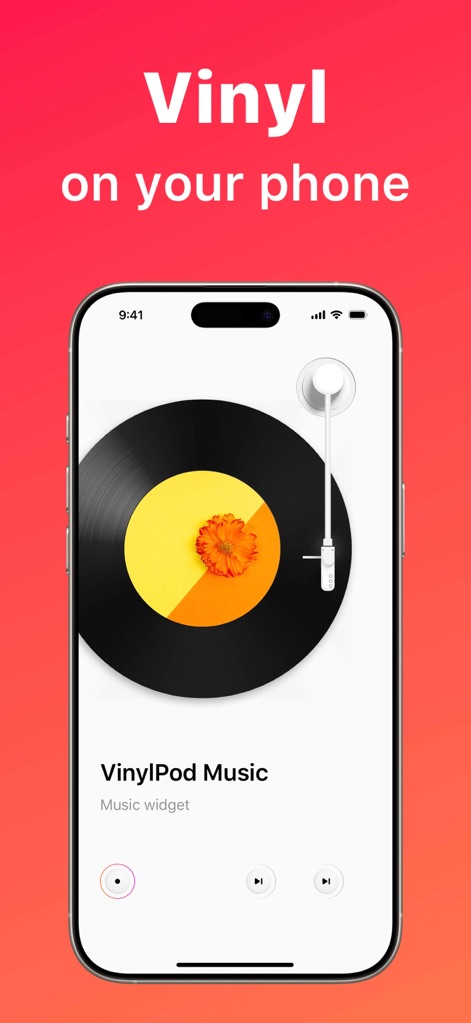 VinylPod - Music Widget - Este widget distintivo trae la estética del disco de vinilo a la pantalla de inicio, mostrando la carátula del álbum y los controles básicos de reproducción con un diseño limpio.