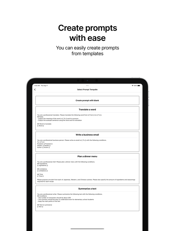 Prompt Manager iPad screenshot 2 - Productivity app