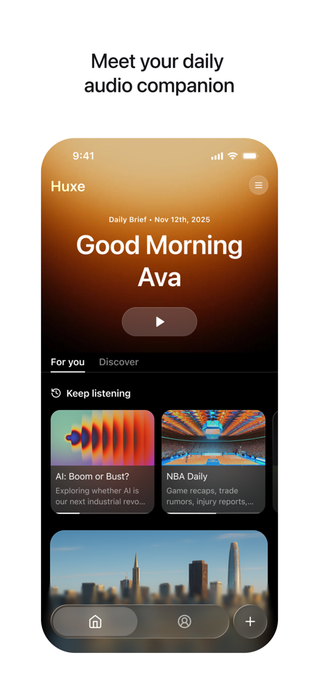 Huxe: AI Radio & Podcasts screenshot 1