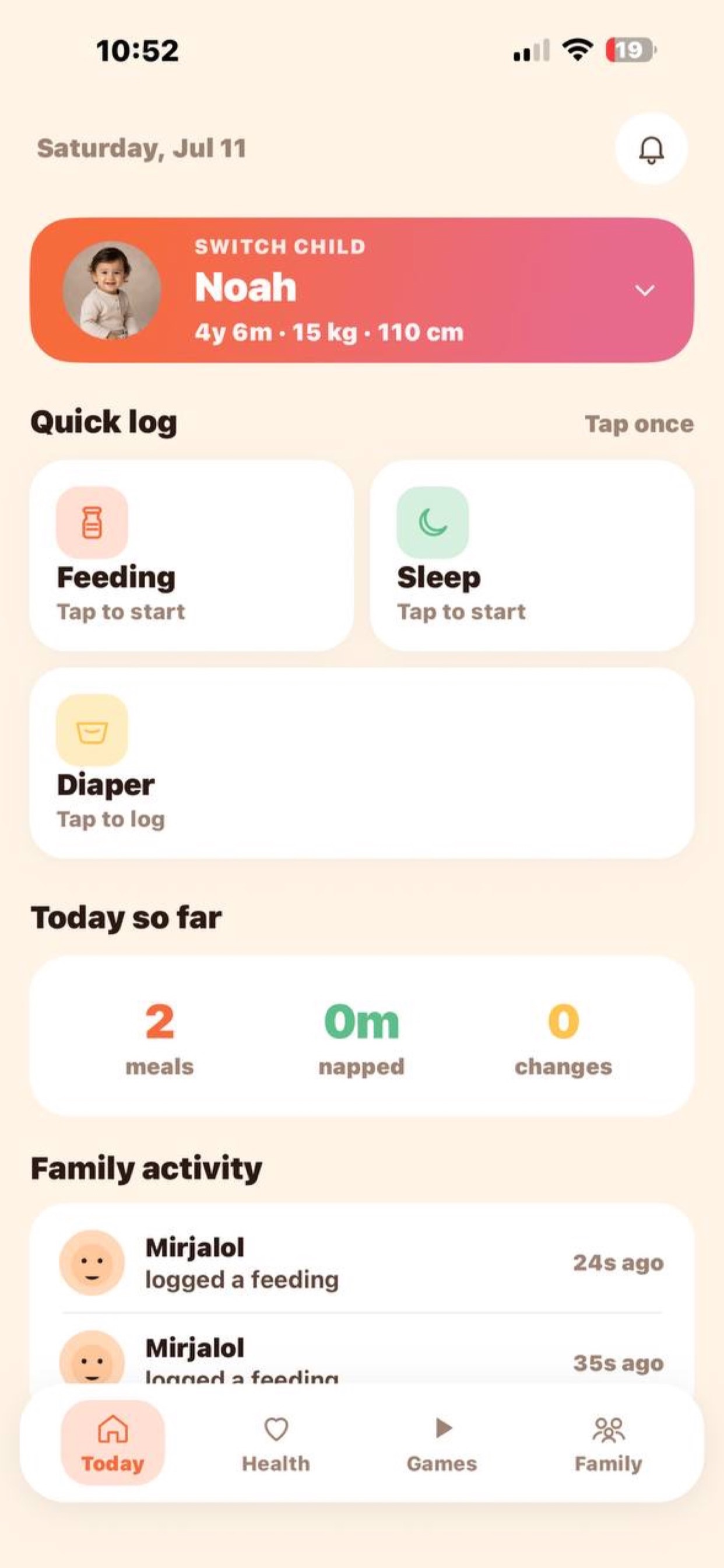 Screenshot 1 of Baby Grow Assistant